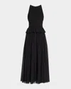 Ulla Johnson Adeline Silk Midi Dress In Noir