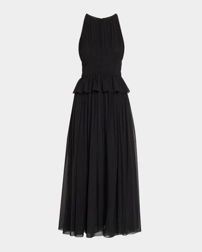 Ulla Johnson Adeline Silk Midi Dress In Noir