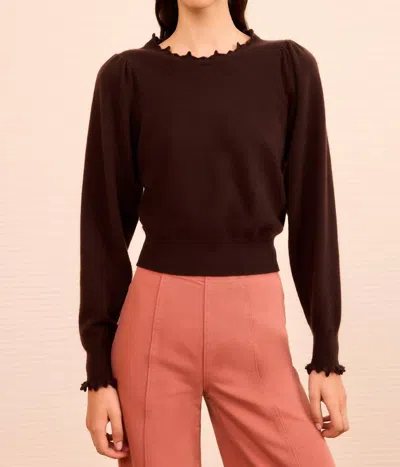 Ulla Johnson Adette Long Sleeve Pullover Top In Wenge In Blue