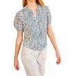 Ulla Johnson Adira Silk Puff Sleeve Top In Blue
