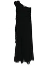 Ulla Johnson Adona One-shoulder Ruffle Gown In Black