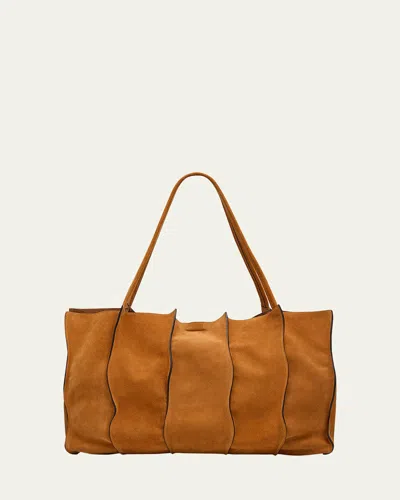Ulla Johnson Adria Large Wavy Suede Tote Bag In Brown
