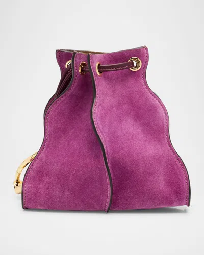 Ulla Johnson Adria Mini Pleated Wave Suede Crossbody Bag In Purple
