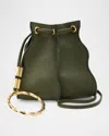 Ulla Johnson Adria Pleated Wave Leather Crossbody Bag In Green