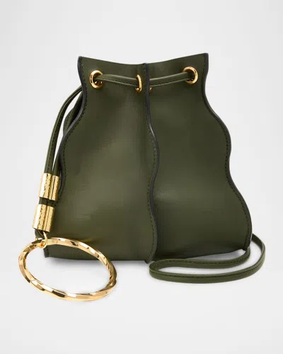 Ulla Johnson Adria Pleated Wave Leather Crossbody Bag In Green