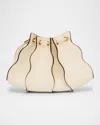 Ulla Johnson Adria Pleated Wave Leather Wristlet In Cowrie