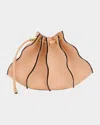 Ulla Johnson Adria Pleated Wave Leather Wristlet In Rosette