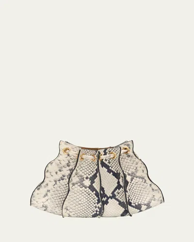 Ulla Johnson Adria Pleated Wave Snakeskin-embossed Wristlet