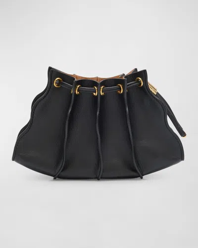 Ulla Johnson Adria Pleated Wave Wristlet In Noir