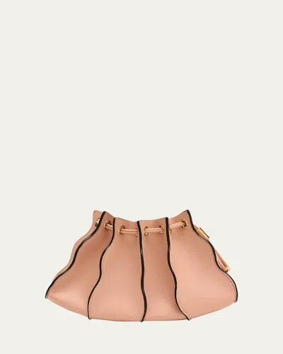 Ulla Johnson Adria Small Pleated Wave Leather Crossbody Bag In Pink