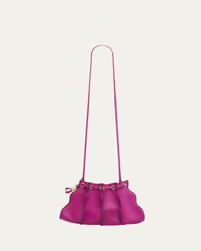 Ulla Johnson Adria Small Pleated Wave Leather Crossbody Bag In Purple