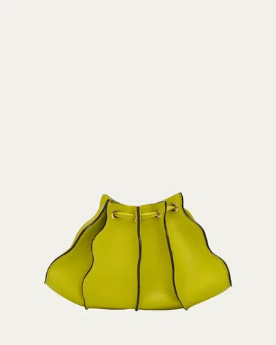 Ulla Johnson Adria Small Pleated Wave Leather Crossbody Bag In Yellow