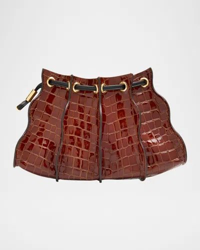 ULLA JOHNSON ADRIA WAVY CROC-EMBOSSED LEATHER CROSSBODY BAG