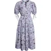 Ulla Johnson Adriana Short Sleeve Cotton Dress Gardenia In Gray