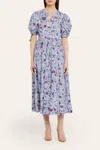 Ulla Johnson Adriana Short Sleeve Cotton Dress Gardenia In Blue