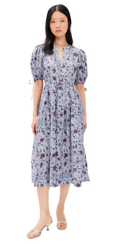 ULLA JOHNSON ADRIANA SHORT SLEEVE COTTON DRESS GARDENIA