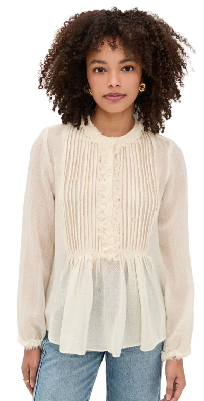 Ulla Johnson Adriel Long Sleeve Tunic Blouse Cowrie In White