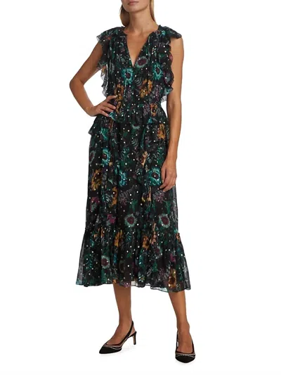 Ulla Johnson Adrienne Dress In Black Iris In Multi