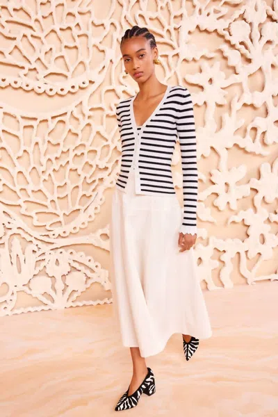 Ulla Johnson Aeris Cardigan In Noir Stripe In White