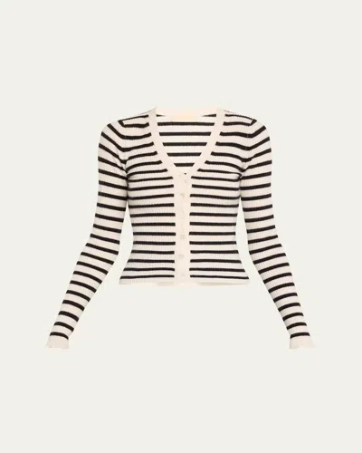 Ulla Johnson Aeris Striped Cashmere Cardigan In Noir Stripe