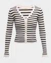 Ulla Johnson Aeris Striped Cashmere Cardigan In Noir Stripe