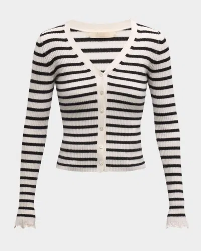 ULLA JOHNSON AERIS STRIPED CASHMERE CARDIGAN