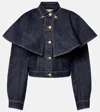 Ulla Johnson Agata Caped Denim Jacket In Blue
