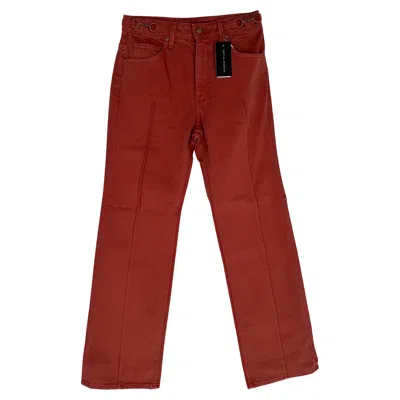 Pre-owned Ulla Johnson Agatha Horsebit-accent Jeans In Rose Cotton In Red