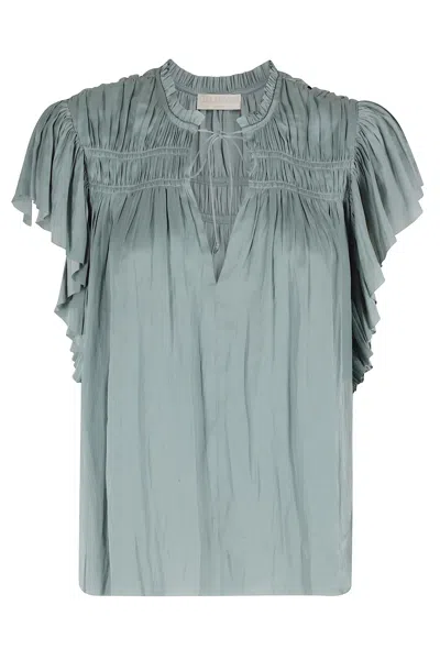 Ulla Johnson Agosta Flutter Sleeve Top In Blue