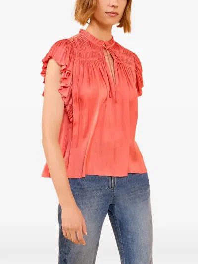 Ulla Johnson Agosta Flutter Sleeve Top In Orange