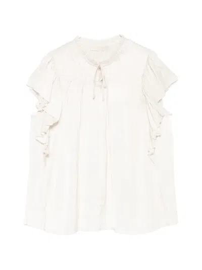 Ulla Johnson Agosta Flutter-sleeve Blouse In Neutral