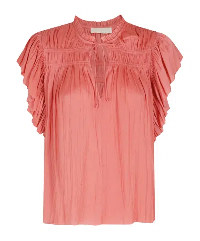 Ulla Johnson Agosta Ruffled Tie Top In Orange