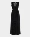 Ulla Johnson Aida Cascading Ruffle Gown In Black