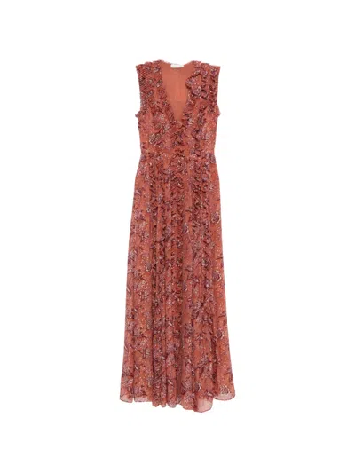 Ulla Johnson Aida Ruffled Silk-blend Chiffon Maxi Dress In Red