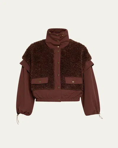 Ulla Johnson Aidan Teddy Fleece Jacket In Brown