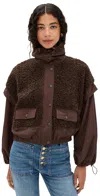 Ulla Johnson Aidan Teddy Fleece Jacket Onyx In Brown