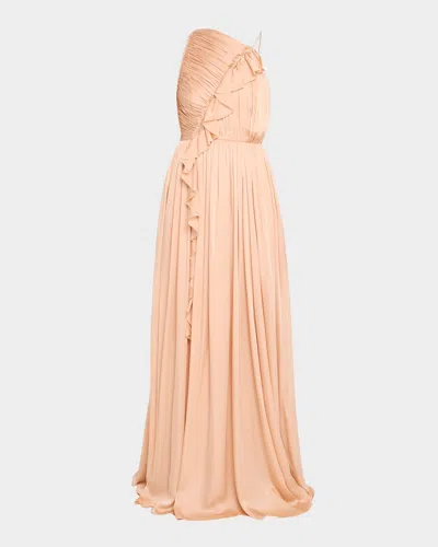 Ulla Johnson Aisha Asymmetric Silk Chiffon Gown In Neutral