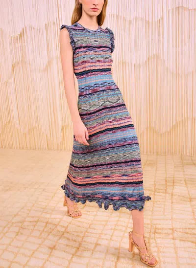 Ulla Johnson Ajak Sleeveless Knit Midi Dres In Azurite In Multi