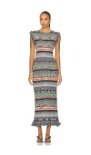 Ulla Johnson Ajak Ruffled Striped Ribbed-knit Midi Dress In Multi