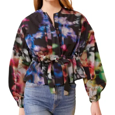 Ulla Johnson Alair Belted Printed Puff-sleeve Jacket In Black Aura