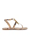 Ulla Johnson Alba Flower-detailed Pyhon-effect Leather Sandals In Neutral