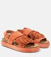 Ulla Johnson Alba Fringed Suede Sandals In Pink