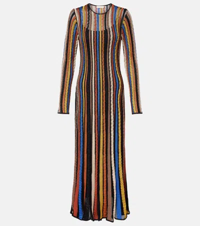 Ulla Johnson Albie Striped Lamé Maxi Dress In Multi