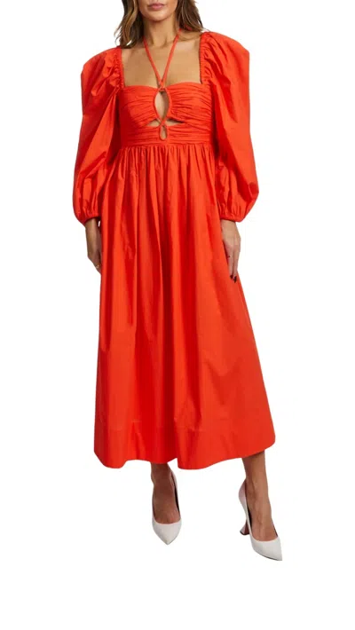 Ulla Johnson Alessa Puff-sleeve Midi Dress In Orange
