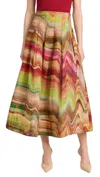Ulla Johnson Alessandra Multicolor Linen-blend Pleated Midi Skirt In Multi