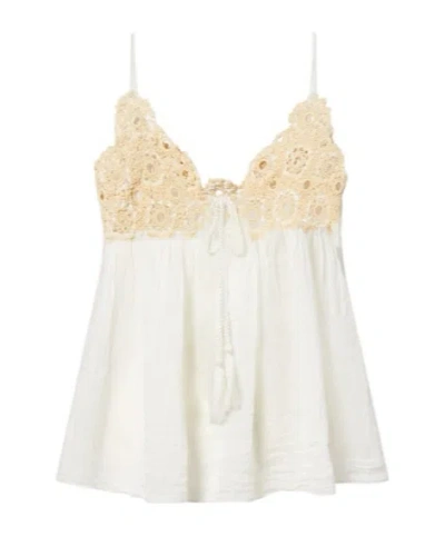 Ulla Johnson Alessia Crochet-trimmed Cotton Gauze Top In White