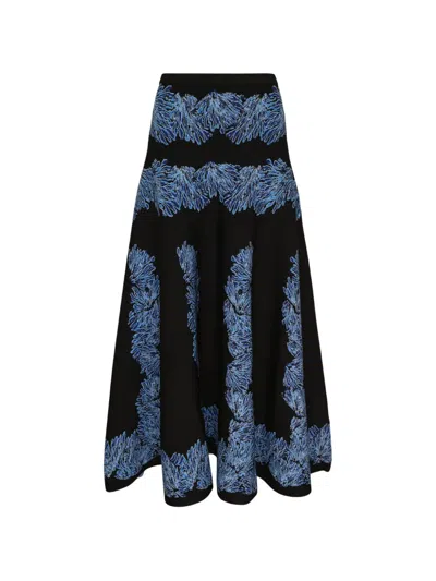 Ulla Johnson Alessia Knit Jacquard Midi Skirt In Black