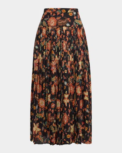 Ulla Johnson Alexi Pleated Midi Skirt In Hellebore