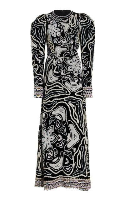 Ulla Johnson Alexia Embellished Silk-blend Maxi Dress In Black