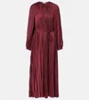 Ulla Johnson Alexia Satin Plissé Midi Dress In Burgundy